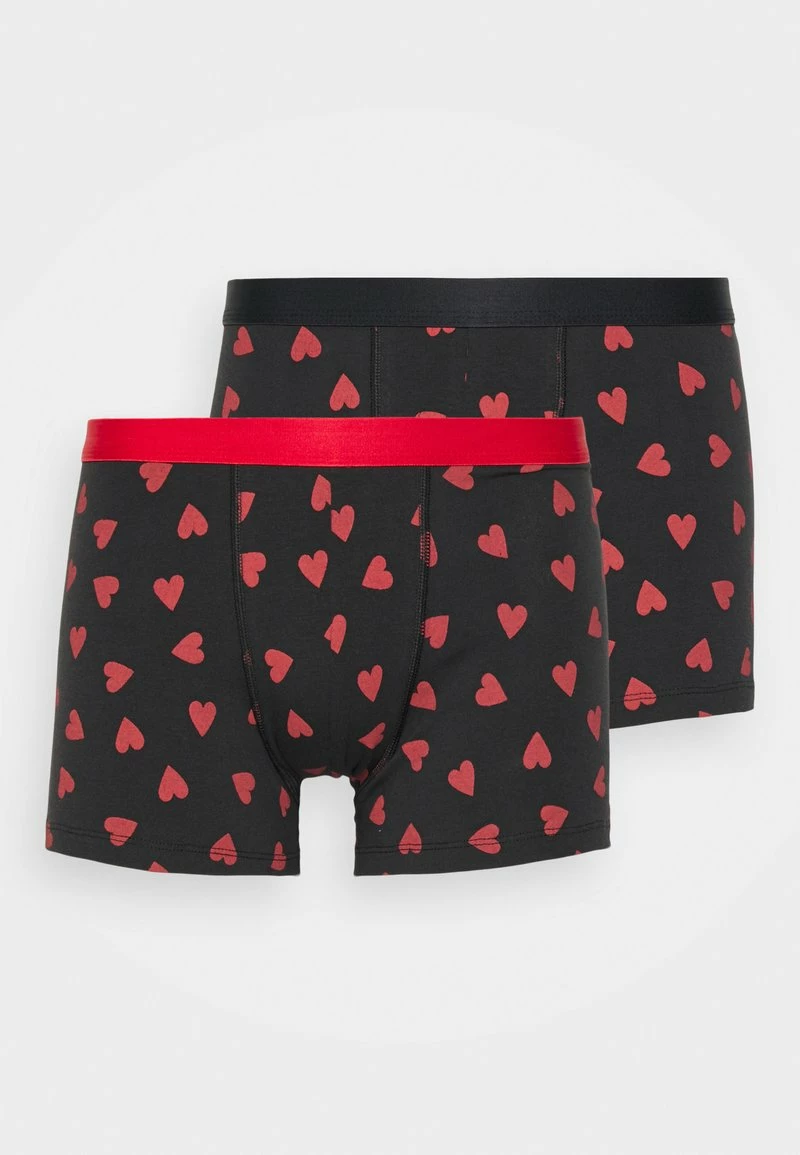 Pier One Hombre VALENTINE'S HEARTS BOXERS 2PACK - Culotte - Black/red