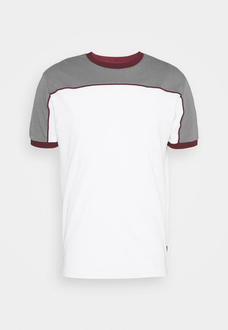 Pier One Hombre Camiseta Estampada - Grey/white/bordeaux - Imagen 6