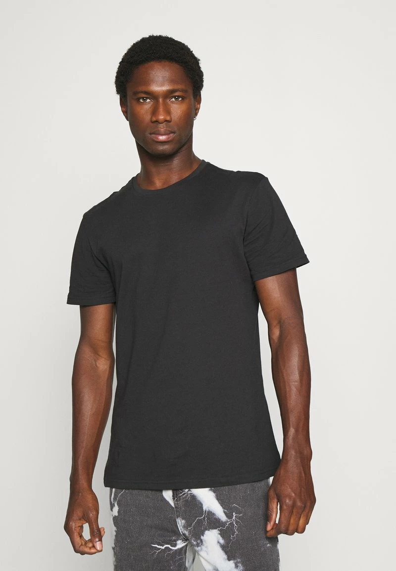 Pier One Hombre 3 PACK - Camiseta Básica - Black/mottled Dark Grey/bordeaux - Imagen 2