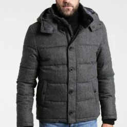 Pier One Hombre HOODED - Chaqueta De Invierno - Grey Melange