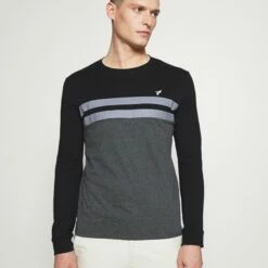 Pier One Hombre Camiseta De Manga Larga - Black/mottled Dark Grey