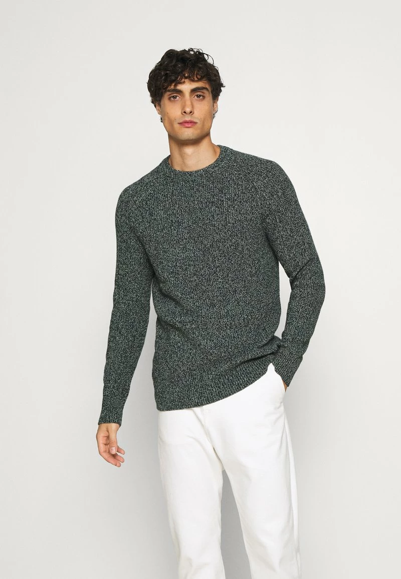 Pier One Hombre MULTICOLOUR HALF CARDIGAN JUMPER - Jersey De Punto - Dark Green