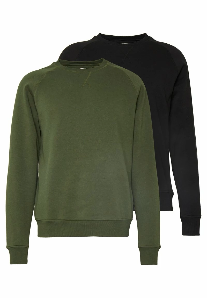 Pier One Hombre 2er Pack CREW NECK - Sudadera - Khaki/black