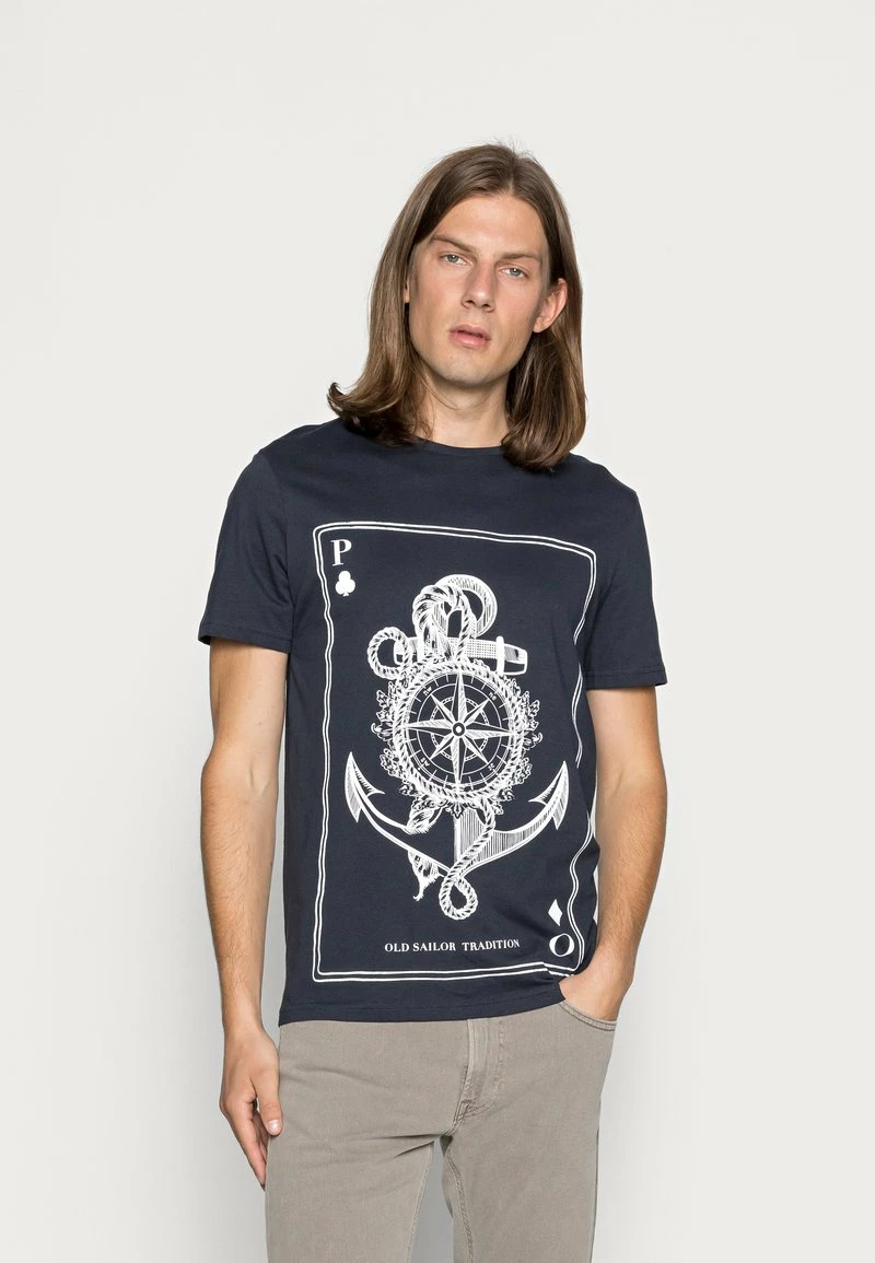 Pier One Camiseta Estampada - Dark Blue, Hombre