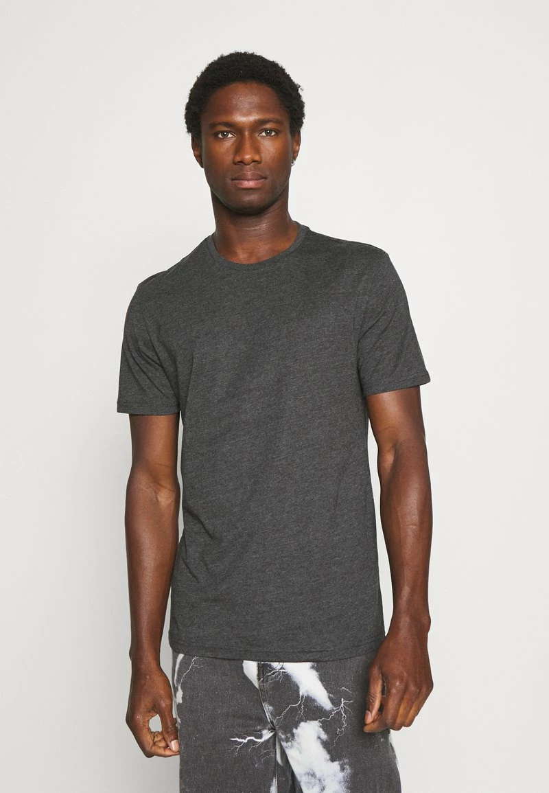 Pier One Hombre 3 PACK - Camiseta Básica - Black/mottled Dark Grey/bordeaux - Imagen 4