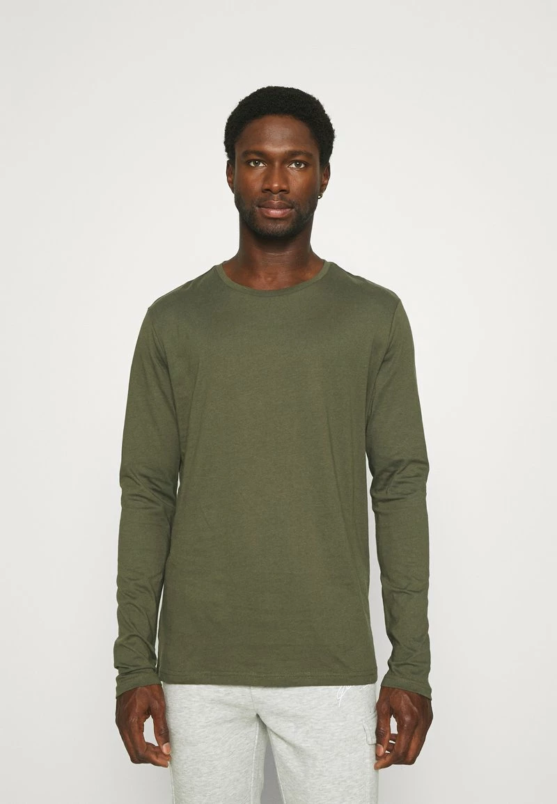 Pier One 2 PACK - Camiseta De Manga Larga - Olive/dark Blue, Hombre - Imagen 4